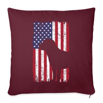 Chien Labrador Retriever avec drapeau des États-Unis - Housse de coussin décorative 45 x 45 cm - bordeaux - Devant