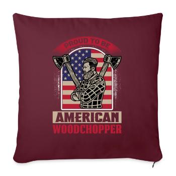 Fier bûcheron américain bûcheron vêtements - Housse de coussin décorative 45 x 45 cm - bordeaux - Devant