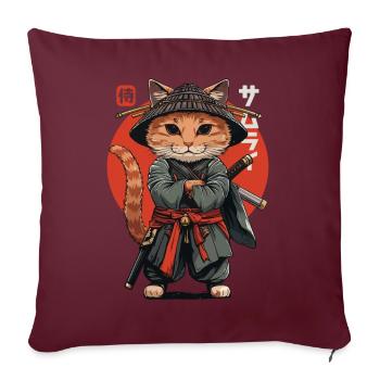 Samurai Cat Kawaii Japanische Ninja Katze - Sofakissenbezug 45 x 45 cm - Burgunderrot - Vorne