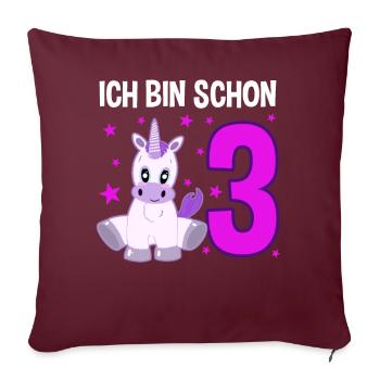 Monde de rêve de licorne 3 ans d’émerveillement - Housse de coussin décorative 45 x 45 cm - bordeaux - Devant
