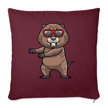 Rat musqué dansant rongeur - Housse de coussin décorative 45 x 45 cm - bordeaux - Devant