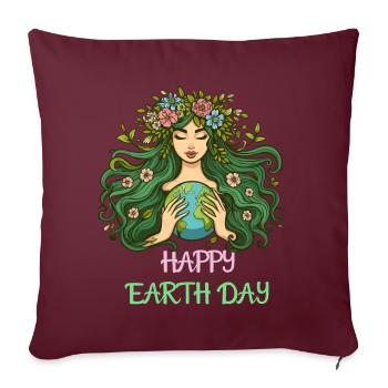 Bonne Journée de la Terre Terre Mère Nature Environnement Globe terrestre - Housse de coussin décorative 45 x 45 cm - bordeaux - Devant