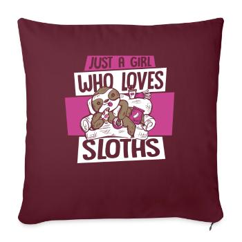 Fille Qui Aime Les Paresseux Pilosa Folivora - Housse de coussin décorative 45 x 45 cm - bordeaux - Devant