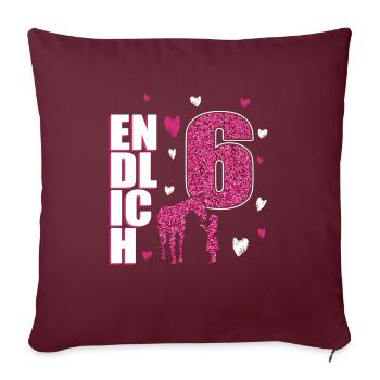 Enfin 6 poneys - Housse de coussin décorative 45 x 45 cm - bordeaux - Devant
