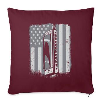 Harmonica drapeau américain harmonique bouche harpe - Housse de coussin décorative 45 x 45 cm - bordeaux - Devant