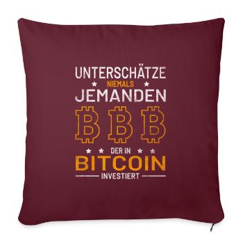 Bitcoin Krypto Blockchain BTC Hodl Coin - Sofakissenbezug 45 x 45 cm - Burgunderrot - Vorne