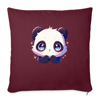 Panda Ours Panda géant japonais - Housse de coussin décorative 45 x 45 cm - bordeaux - Devant