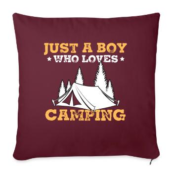 Juste un garçon qui aime le camping - Housse de coussin décorative 45 x 45 cm - bordeaux - Devant