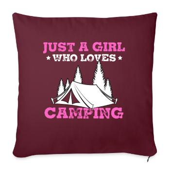 Juste une fille qui aime le camping - Housse de coussin décorative 45 x 45 cm - bordeaux - Devant