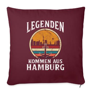 Hamburg Hansestadt Norddeutsch Plattdeutsch - Sofakissenbezug 45 x 45 cm - Burgunderrot - Vorne