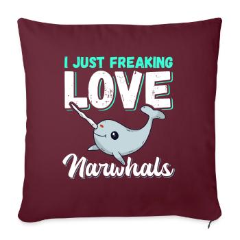 Narval baleine Narval baleines narval cadeau - Housse de coussin décorative 45 x 45 cm - bordeaux - Devant