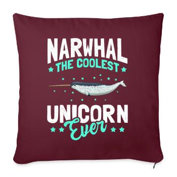 Narval baleine Narval Narval baleines cadeau - Housse de coussin décorative 45 x 45 cm - bordeaux - Devant