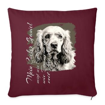 Englischer Cocker Spaniel lustiger Spruch - Sofakissenbezug 45 x 45 cm - Burgunderrot - Vorne