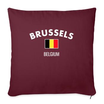 Bruxelles Belgique Belgique Drapeau belge - Housse de coussin décorative 45 x 45 cm - bordeaux - Devant