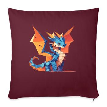 Dragon Origami Kawaii Dragon Enfants - Housse de coussin décorative 45 x 45 cm - bordeaux - Devant