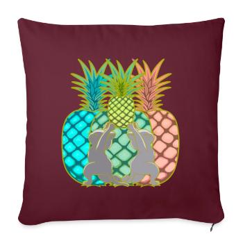Ananas Katzen Obst Früchte Yogi Yoga Retro 80er - Sofakissenbezug 45 x 45 cm - Burgunderrot - Vorne