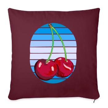 Rockabilly Rétro Vintage Cerises Années 80 Vintage - Housse de coussin décorative 45 x 45 cm - bordeaux - Devant