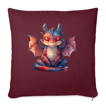 Dragon Kawaii Dragon Enfants - Housse de coussin décorative 45 x 45 cm - bordeaux - Devant