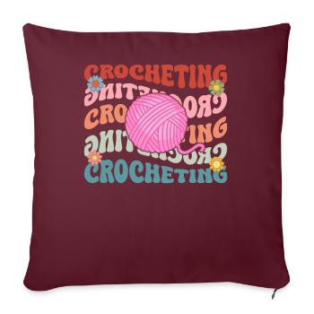 Crochet Crochet Crochets Fil Tricot - Housse de coussin décorative 45 x 45 cm - bordeaux - Devant