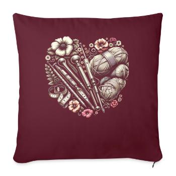 Häkeln Crochet Fil à crocheter Cool Heart - Housse de coussin décorative 45 x 45 cm - bordeaux - Devant
