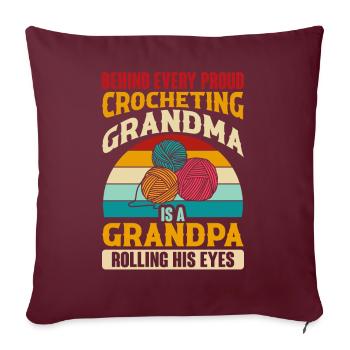 Crochet Crochet Fil Grand-mère Grand-père - Housse de coussin décorative 45 x 45 cm - bordeaux - Devant