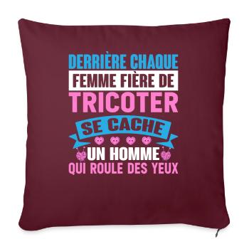 Crochet Crochet Crochet Fil Tricot Citations - Housse de coussin décorative 45 x 45 cm - bordeaux - Devant