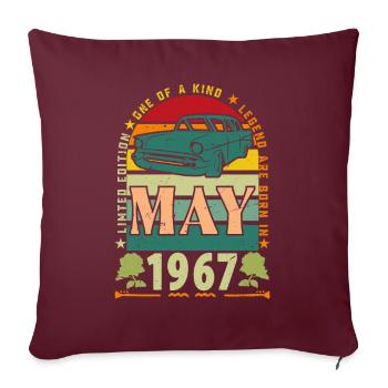 Mai 1967, Mai 1967, Mai 1967 Geburtstagsgeschenk. - Sofakissenbezug 45 x 45 cm - Burgunderrot - Vorne