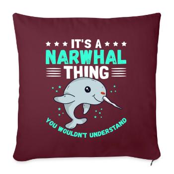 Narval baleines Narval Narval baleine cadeau - Housse de coussin décorative 45 x 45 cm - bordeaux - Devant