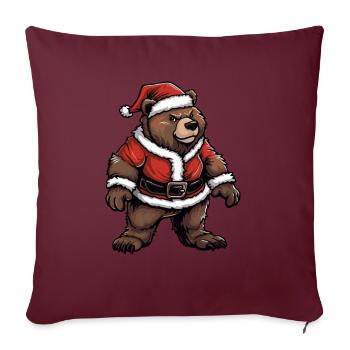 Grizzly Ours Brun Noël - Housse de coussin décorative 45 x 45 cm - bordeaux - Devant