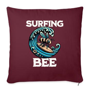 Abeille de surf - Housse de coussin décorative 45 x 45 cm - bordeaux - Devant