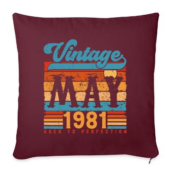 Mai 1981, Vintage Jubiläumsgeschenk Mai 1981. - Sofakissenbezug 45 x 45 cm - Burgunderrot - Vorne