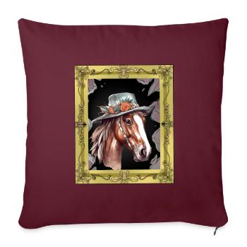 Tête de cheval Cheval Jument Ross Gaule - Housse de coussin décorative 45 x 45 cm - bordeaux - Devant