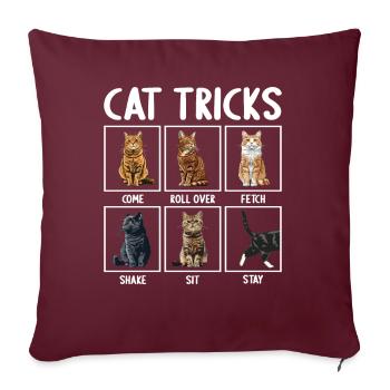 Chat Chats Astuces Chats Drôles - Housse de coussin décorative 45 x 45 cm - bordeaux - Devant