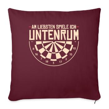 Chemise d’humour Dartplayer - Bas - Housse de coussin décorative 45 x 45 cm - bordeaux - Devant