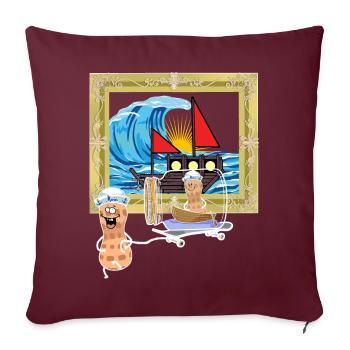 Message des marins marins marins de cacahuète dans une bouteille - Housse de coussin décorative 45 x 45 cm - bordeaux - Devant