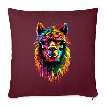 Alpaga Pop Art Couleurs vives Lama Arc-en-ciel Alpaga - Housse de coussin décorative 45 x 45 cm - bordeaux - Devant