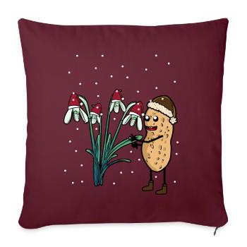 Cacahuète Printemps Neige Jardin Fleurs Givre - Housse de coussin décorative 45 x 45 cm - bordeaux - Devant