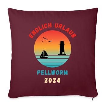 Pellworm Urlaub 2024 Nordsee Idee - Sofakissenbezug 45 x 45 cm - Burgunderrot - Vorne