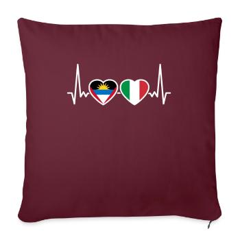Antigua-et-Barbuda Italie Heartbeat Flag - Housse de coussin décorative 45 x 45 cm - bordeaux - Devant