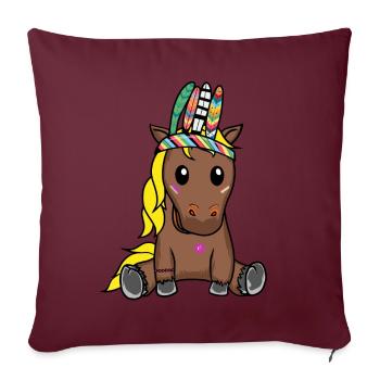 Poney Hippie Poulain Cheval Ross Plumes Gaule - Housse de coussin décorative 45 x 45 cm - bordeaux - Devant