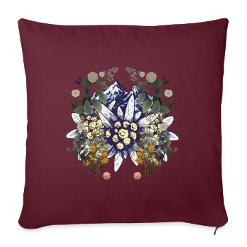 Alpes Montagnes Montagnes Nature Fleurs Nature Amoureux de la Nature - Housse de coussin décorative 45 x 45 cm - bordeaux - Devant