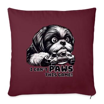 Amateur de ShihTzu, maniaque des jeux vidéo, joueurs - Housse de coussin décorative 45 x 45 cm - bordeaux - Devant