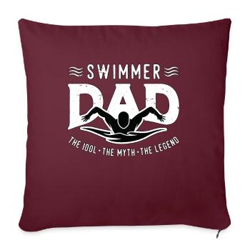 Nageur Papa L’idole Le mythe L’entraîneur de natation - Housse de coussin décorative 45 x 45 cm - bordeaux - Devant