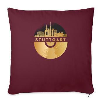 Vinyl-Schallplatte Disco-Musik Skyline-Stuttgart - Sofakissenbezug 45 x 45 cm - Burgunderrot - Vorne