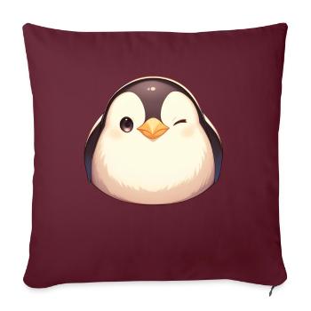 Pingouin Kawaii Pingouin Mignon - Housse de coussin décorative 45 x 45 cm - bordeaux - Devant