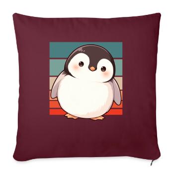 Pingouin Kawaii Pingouin Mignon - Housse de coussin décorative 45 x 45 cm - bordeaux - Devant