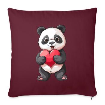 Cute Panda Holding Heart for Animal Lovers - Sofakissenbezug 45 x 45 cm - Burgunderrot - Vorne