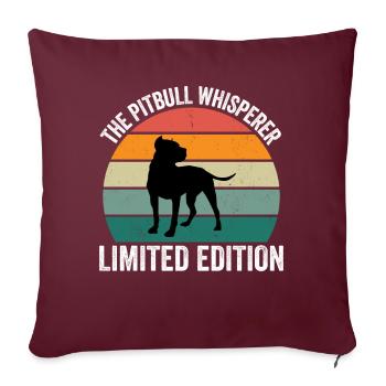 Le chuchoteur Pitbull - Housse de coussin décorative 45 x 45 cm - bordeaux - Devant