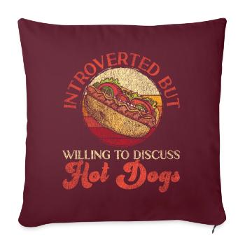 Hot Dog Adulte Rétro Vintage - Housse de coussin décorative 45 x 45 cm - bordeaux - Devant