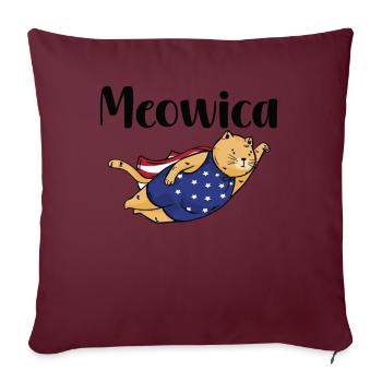 T-shirt patriotique Meowica Cat - Housse de coussin décorative 45 x 45 cm - bordeaux - Devant